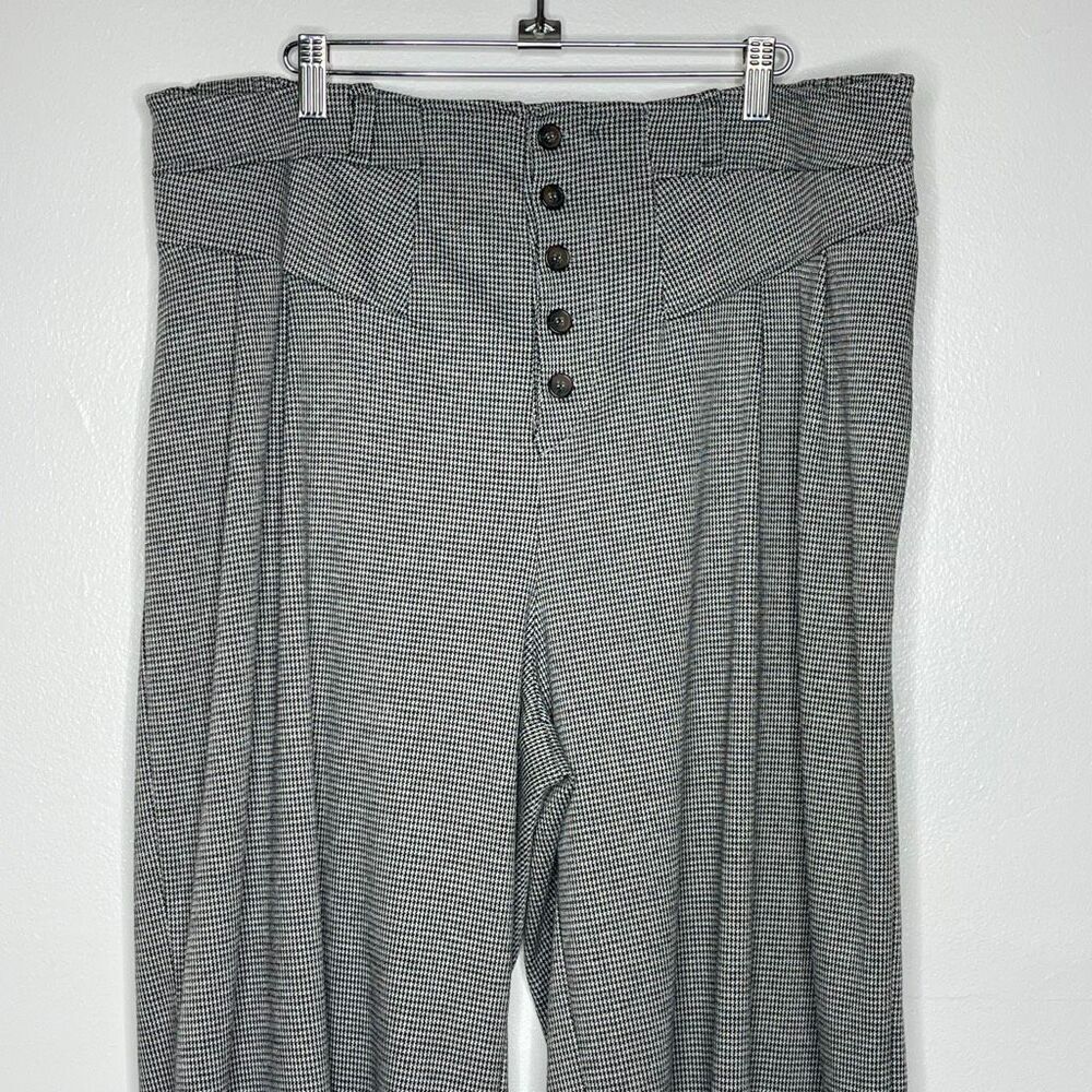 Anthropologie Maeve Houndstooth Wide Leg Cropped Pants Black White Women Size XL - Picture 3 of 10
